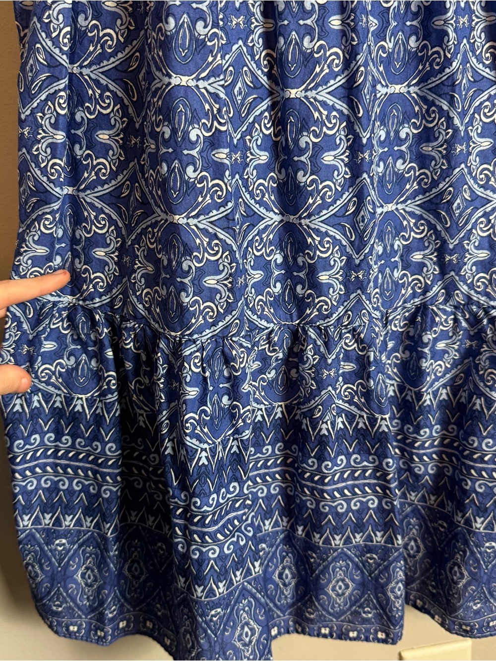 Talbots Viole Swing Blue 100% Cotton Medallion Print Midi Dress Size XL - Picture 5 of 11